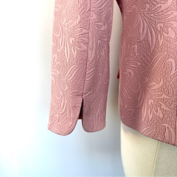 VTG CAMI NYC QUILTED JACQUARD FLORAL BOXY CROP 3/4 SLEEVE BLAZER JACKET Sz10/12 - Picture 9 of 13